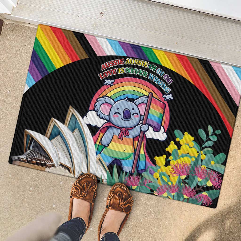 Aussia Pride Month Rainbow Koala Rubber Doormat