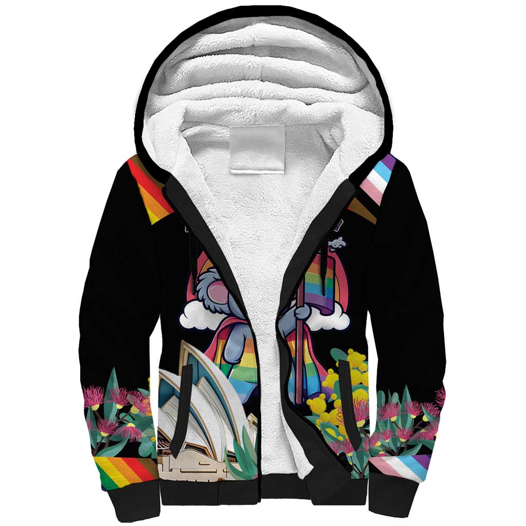 Aussia Pride Month Rainbow Koala Sherpa Hoodie