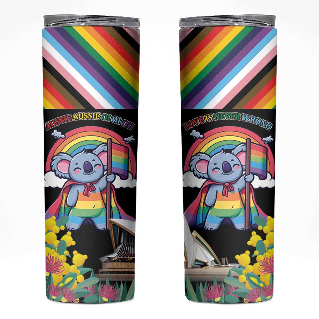Aussia Pride Month Rainbow Koala Skinny Tumbler