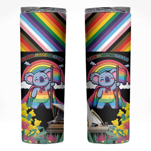 Aussia Pride Month Rainbow Koala Skinny Tumbler