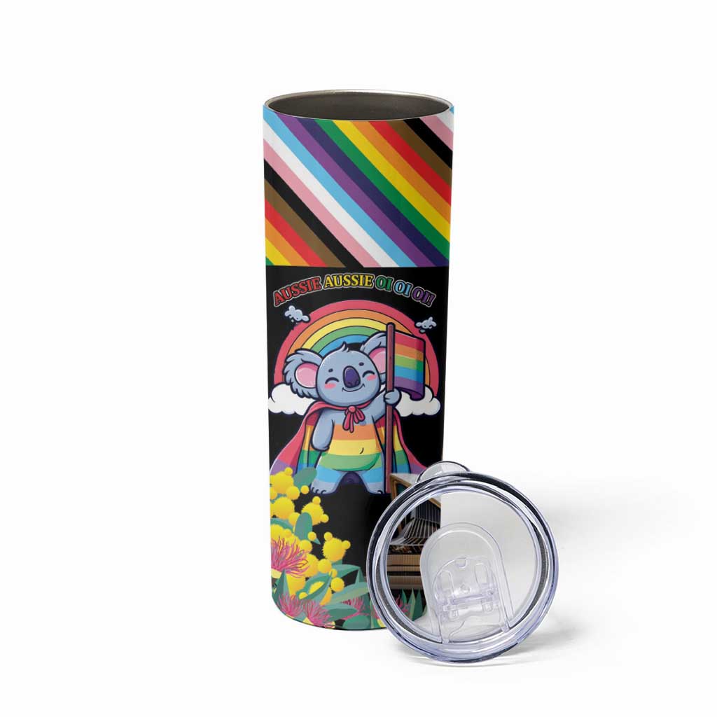 Aussia Pride Month Rainbow Koala Skinny Tumbler
