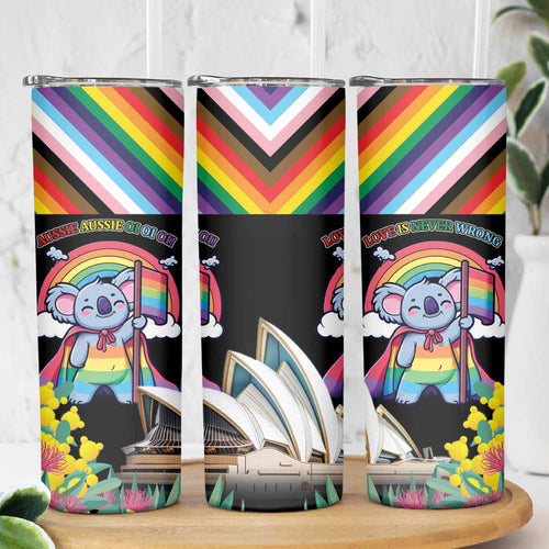 Aussia Pride Month Rainbow Koala Skinny Tumbler