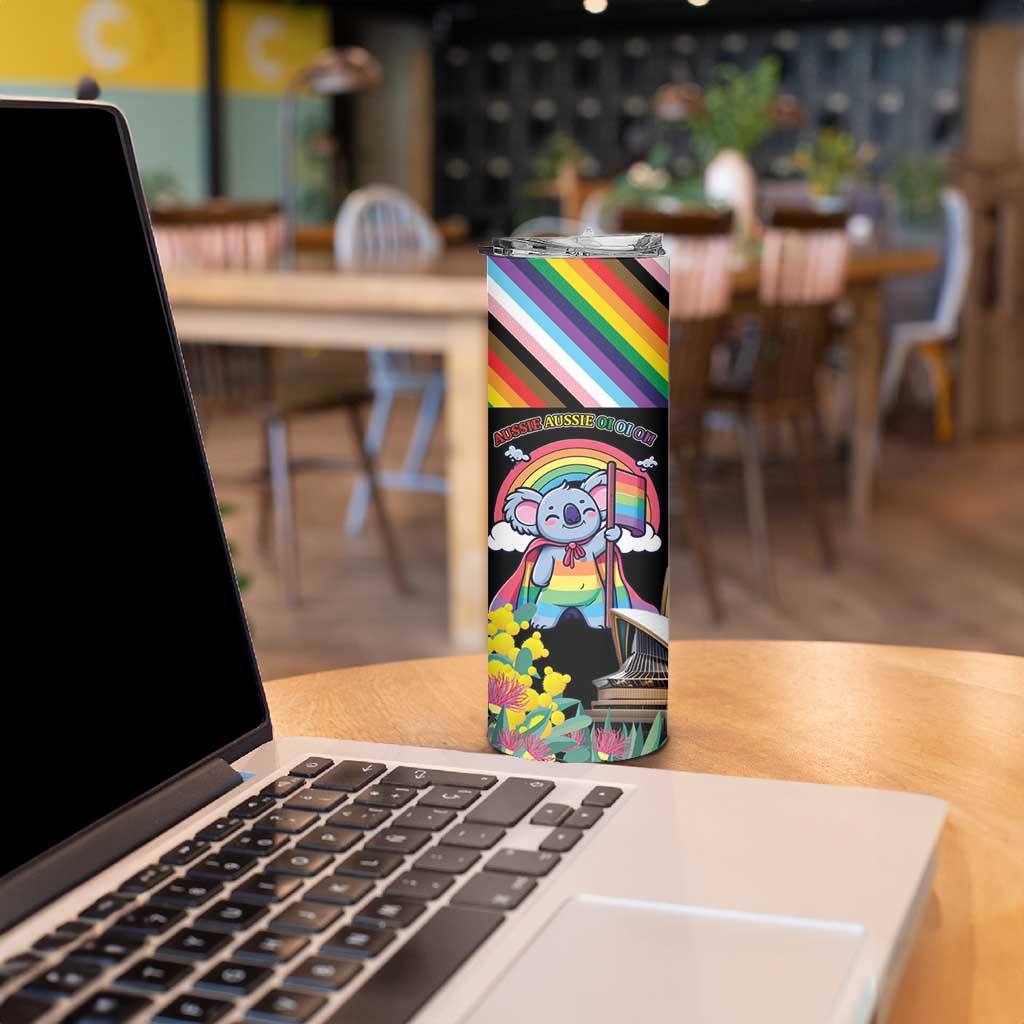 Aussia Pride Month Rainbow Koala Skinny Tumbler