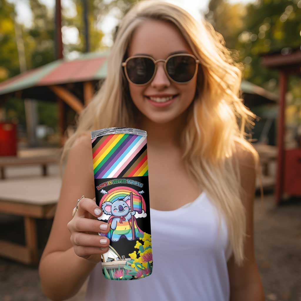 Aussia Pride Month Rainbow Koala Skinny Tumbler