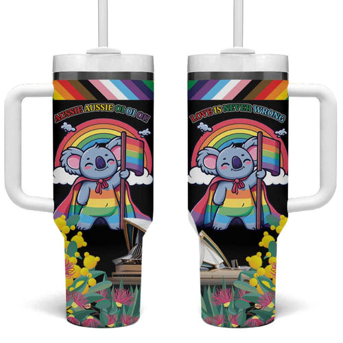 Aussia Pride Month Rainbow Koala Tumbler With Handle