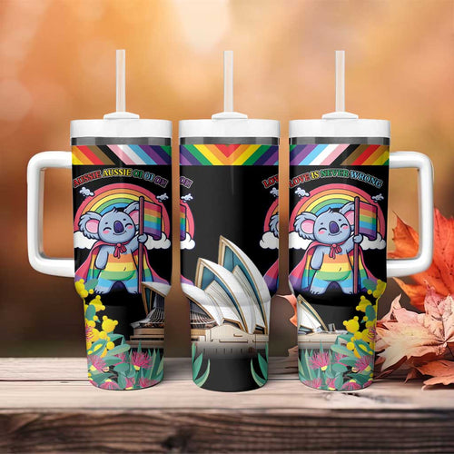 Aussia Pride Month Rainbow Koala Tumbler With Handle