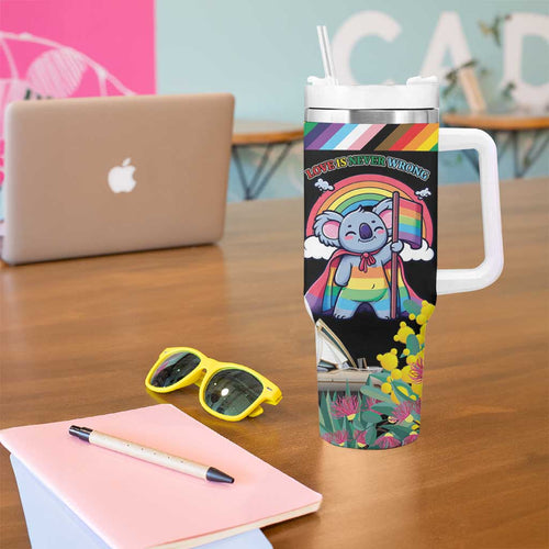 Aussia Pride Month Rainbow Koala Tumbler With Handle