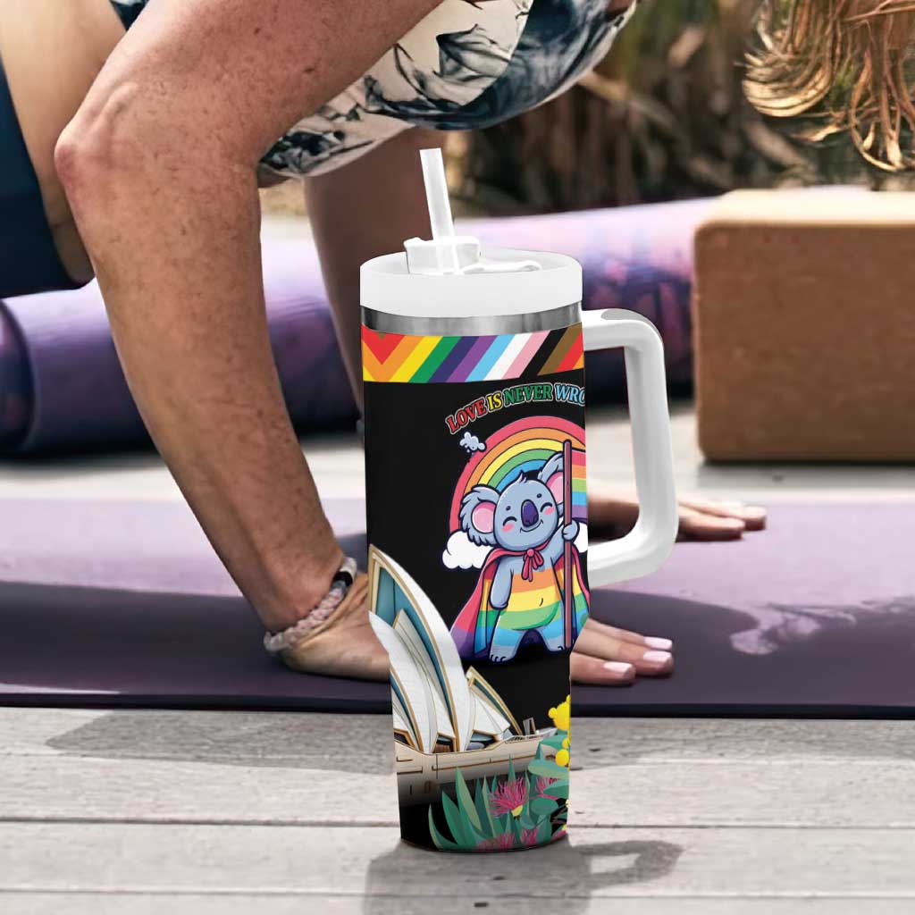 Aussia Pride Month Rainbow Koala Tumbler With Handle