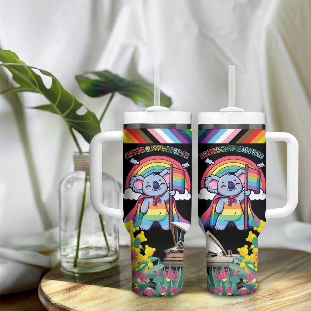 Aussia Pride Month Rainbow Koala Tumbler With Handle