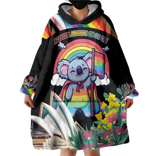 Aussia Pride Month Rainbow Koala Wearable Blanket Hoodie