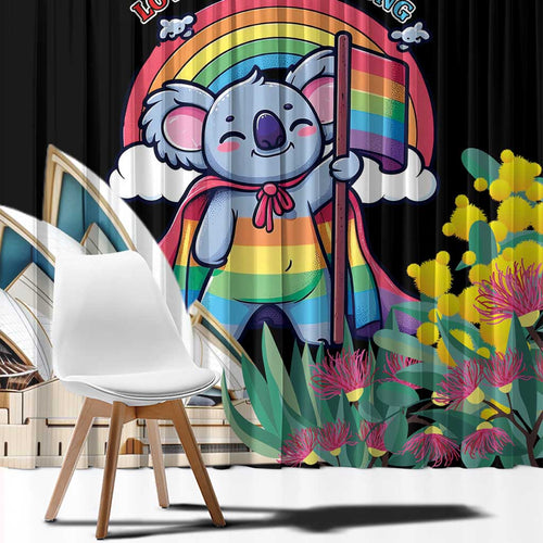 Aussia Pride Month Rainbow Koala Window Curtain