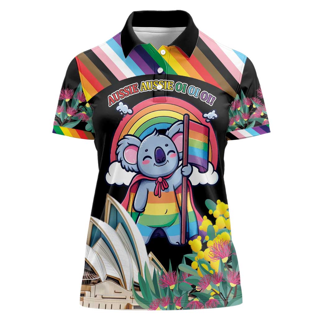 Aussia Pride Month Rainbow Koala Women Polo Shirt