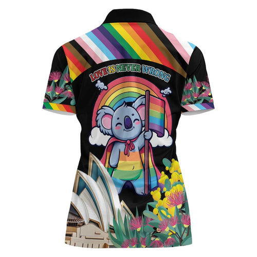 Aussia Pride Month Rainbow Koala Women Polo Shirt