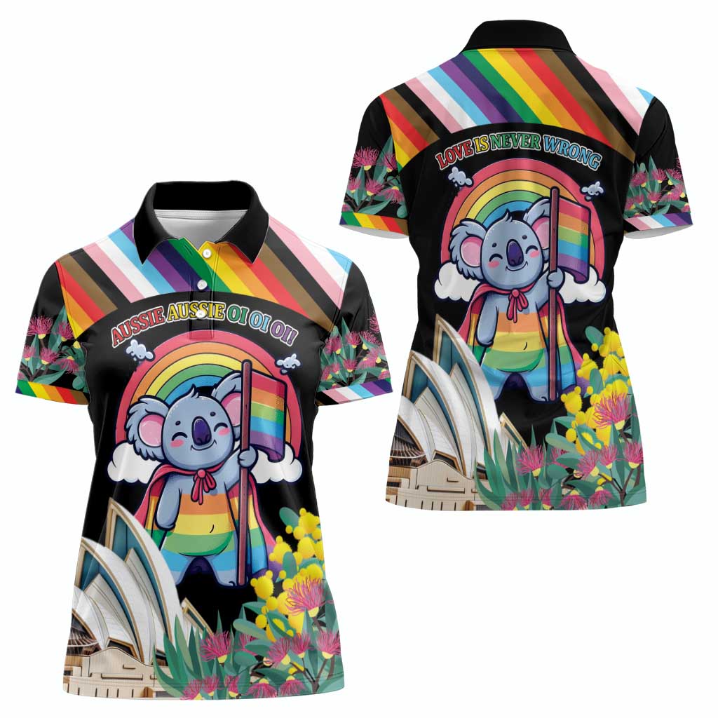 Aussia Pride Month Rainbow Koala Women Polo Shirt