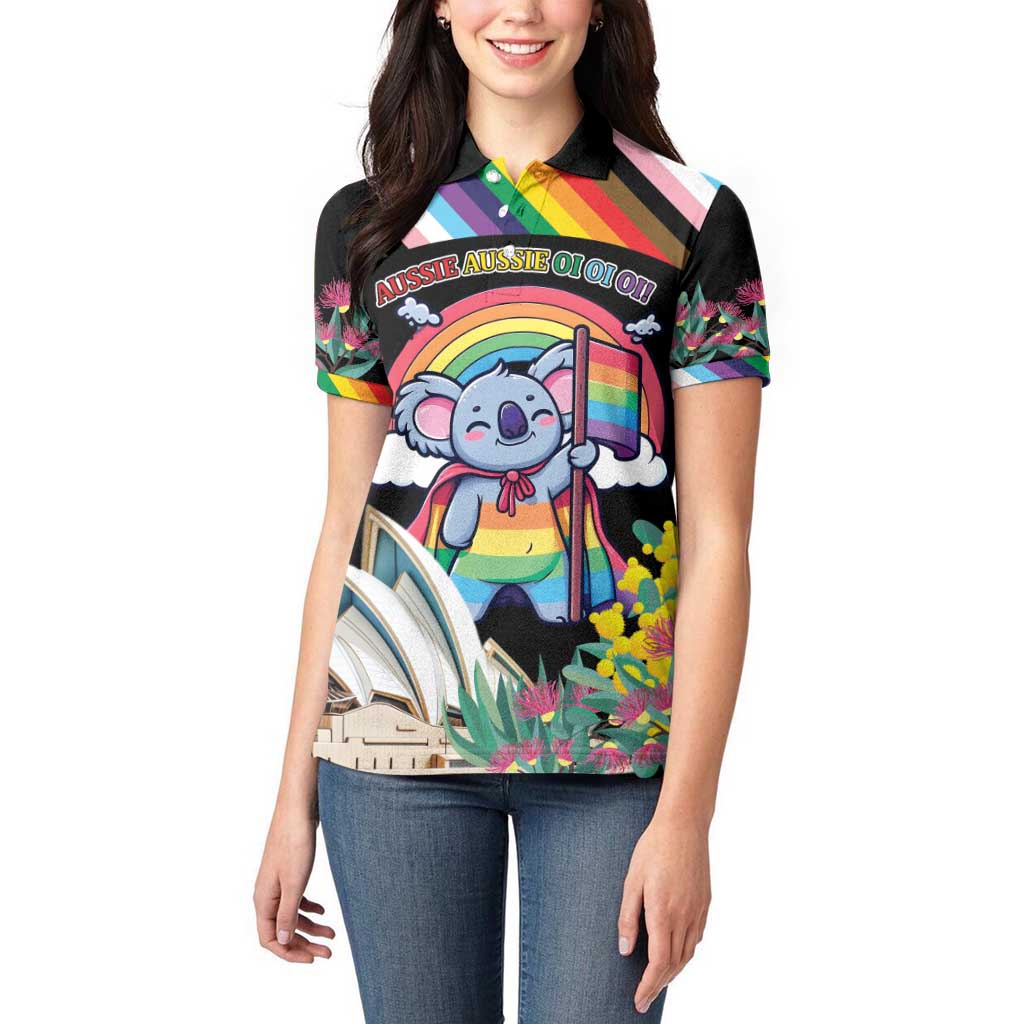 Aussia Pride Month Rainbow Koala Women Polo Shirt