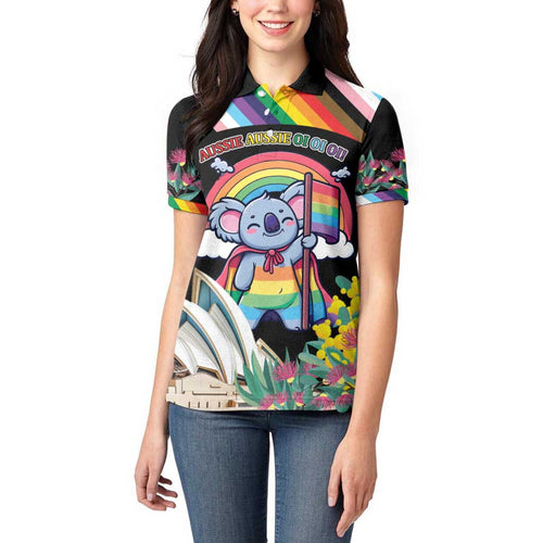 Aussia Pride Month Rainbow Koala Women Polo Shirt