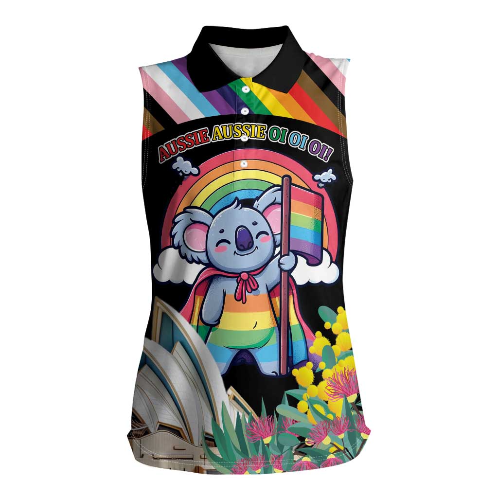 Aussia Pride Month Rainbow Koala Women Sleeveless Polo Shirt