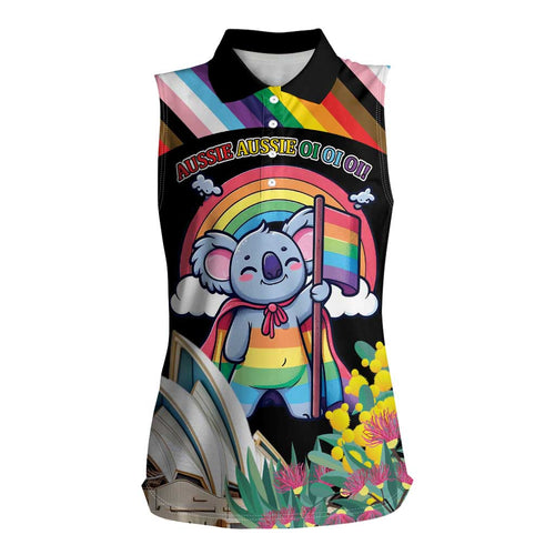 Aussia Pride Month Rainbow Koala Women Sleeveless Polo Shirt