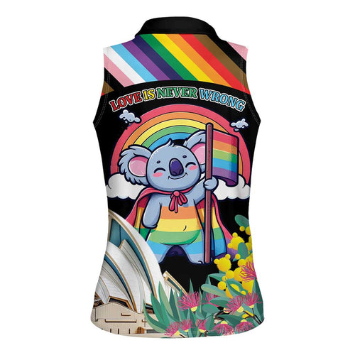 Aussia Pride Month Rainbow Koala Women Sleeveless Polo Shirt