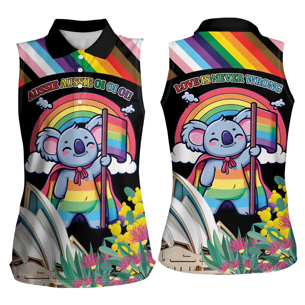 Aussia Pride Month Rainbow Koala Women Sleeveless Polo Shirt