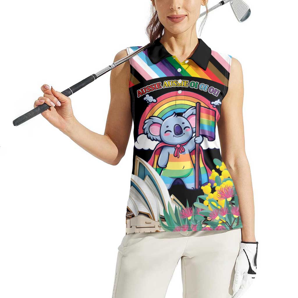 Aussia Pride Month Rainbow Koala Women Sleeveless Polo Shirt