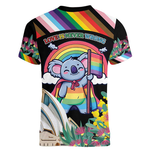 Aussia Pride Month Rainbow Koala Women V-Neck T-Shirt
