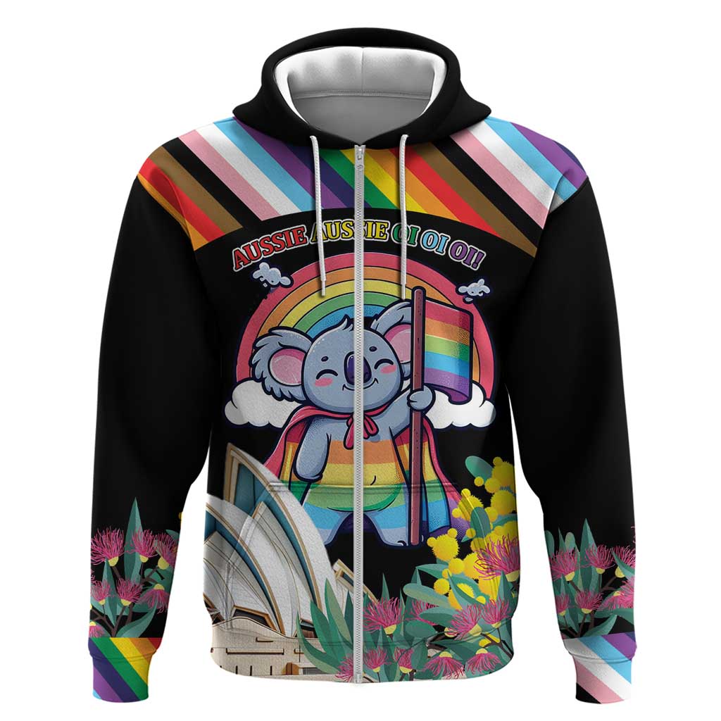 Aussia Pride Month Rainbow Koala Zip Hoodie