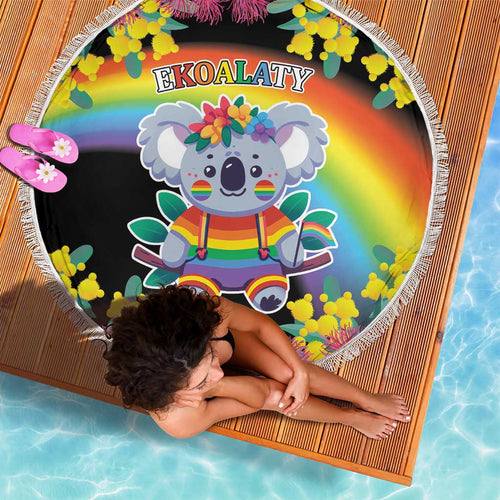 LGBTQ Koala Gay Beach Blanket Aussie Koala Bear Ekoalaty