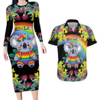 LGBTQ Koala Gay Couples Matching Long Sleeve Bodycon Dress and Hawaiian Shirt Aussie Koala Bear Ekoalaty