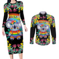 LGBTQ Koala Gay Couples Matching Long Sleeve Bodycon Dress and Long Sleeve Button Shirt Aussie Koala Bear Ekoalaty