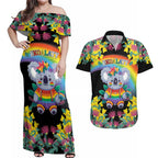 LGBTQ Koala Gay Couples Matching Off Shoulder Maxi Dress and Hawaiian Shirt Aussie Koala Bear Ekoalaty