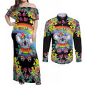LGBTQ Koala Gay Couples Matching Off Shoulder Maxi Dress and Long Sleeve Button Shirt Aussie Koala Bear Ekoalaty