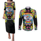 LGBTQ Koala Gay Couples Matching Puletasi and Long Sleeve Button Shirt Aussie Koala Bear Ekoalaty