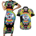 LGBTQ Koala Gay Couples Matching Short Sleeve Bodycon Dress and Hawaiian Shirt Aussie Koala Bear Ekoalaty