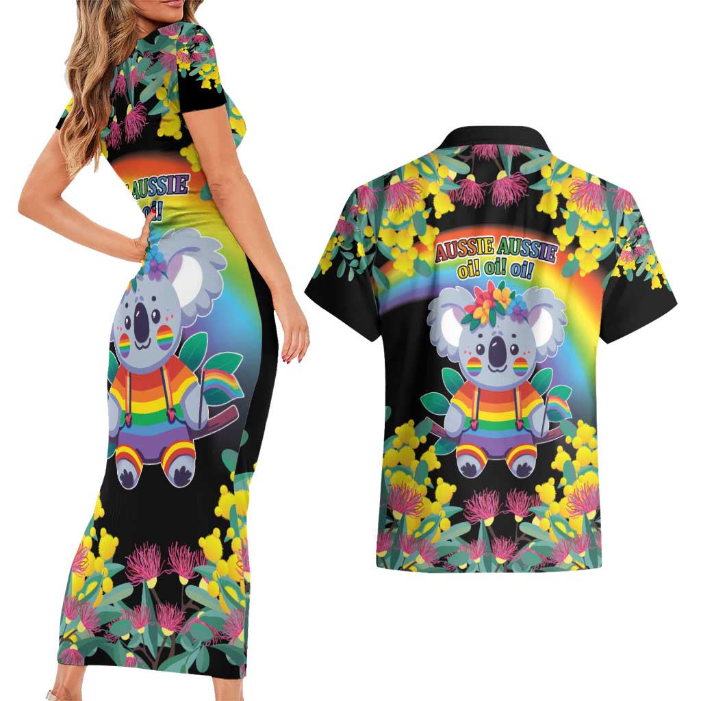 LGBTQ Koala Gay Couples Matching Short Sleeve Bodycon Dress and Hawaiian Shirt Aussie Koala Bear Ekoalaty