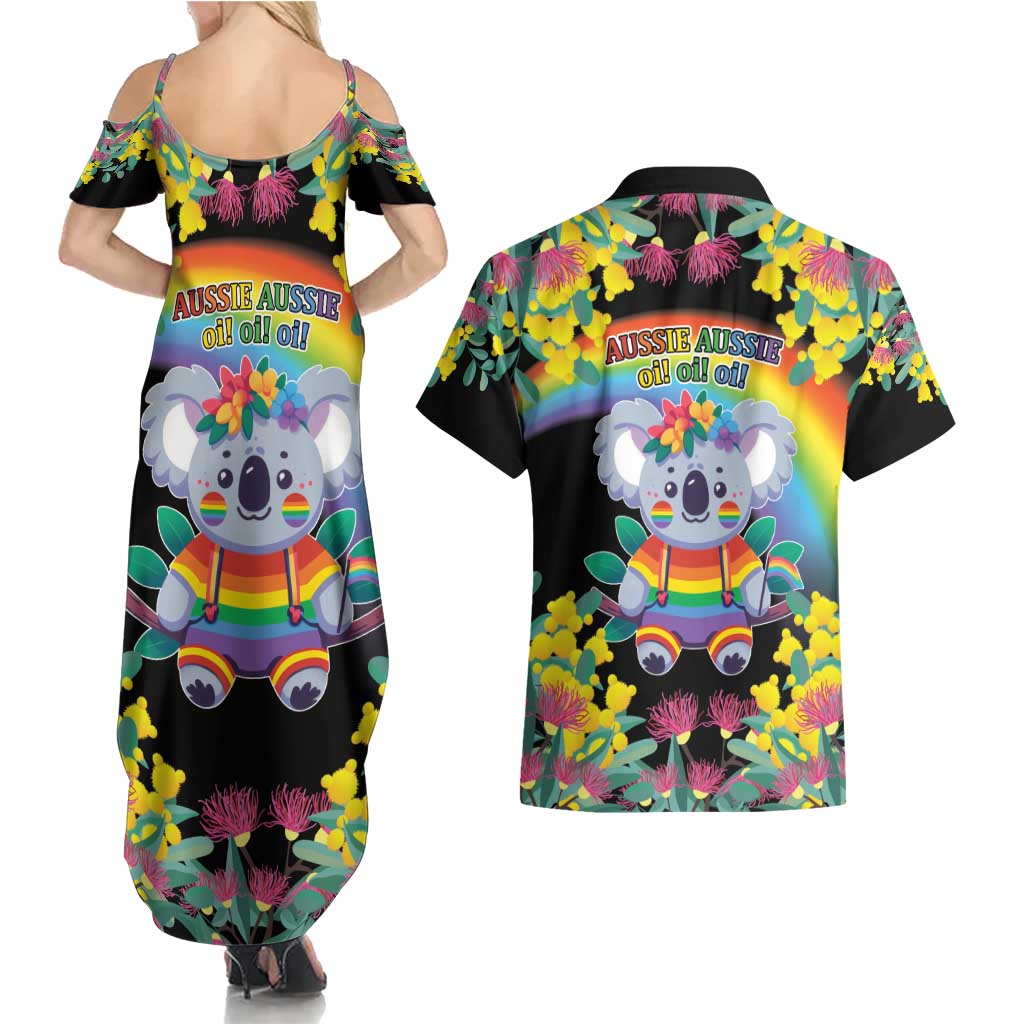 LGBTQ Koala Gay Couples Matching Summer Maxi Dress and Hawaiian Shirt Aussie Koala Bear Ekoalaty
