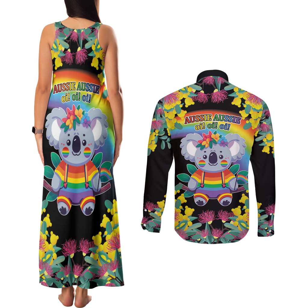 LGBTQ Koala Gay Couples Matching Tank Maxi Dress and Long Sleeve Button Shirt Aussie Koala Bear Ekoalaty