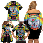 LGBTQ Koala Gay Family Matching Off Shoulder Short Dress and Hawaiian Shirt Aussie Koala Bear Ekoalaty
