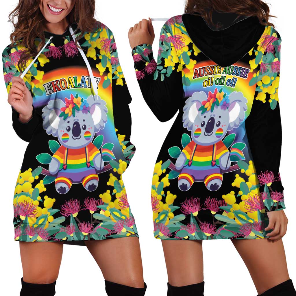 LGBTQ Koala Gay Hoodie Dress Aussie Koala Bear Ekoalaty