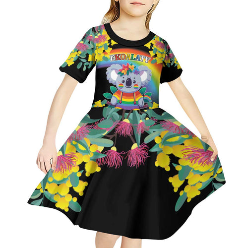 LGBTQ Koala Gay Kid Short Sleeve Dress Aussie Koala Bear Ekoalaty