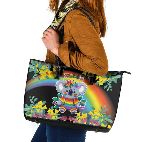 LGBTQ Koala Gay Leather Tote Bag Aussie Koala Bear Ekoalaty
