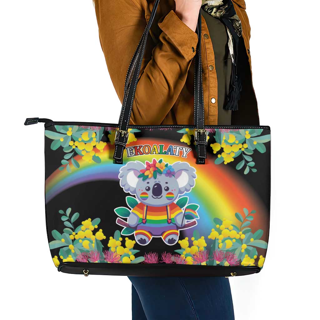 LGBTQ Koala Gay Leather Tote Bag Aussie Koala Bear Ekoalaty