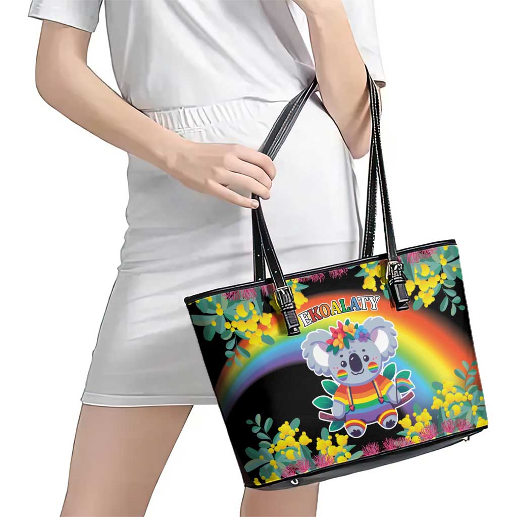 LGBTQ Koala Gay Leather Tote Bag Aussie Koala Bear Ekoalaty