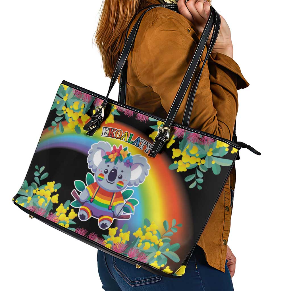 LGBTQ Koala Gay Leather Tote Bag Aussie Koala Bear Ekoalaty
