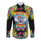 LGBTQ Koala Gay Long Sleeve Button Shirt Aussie Koala Bear Ekoalaty