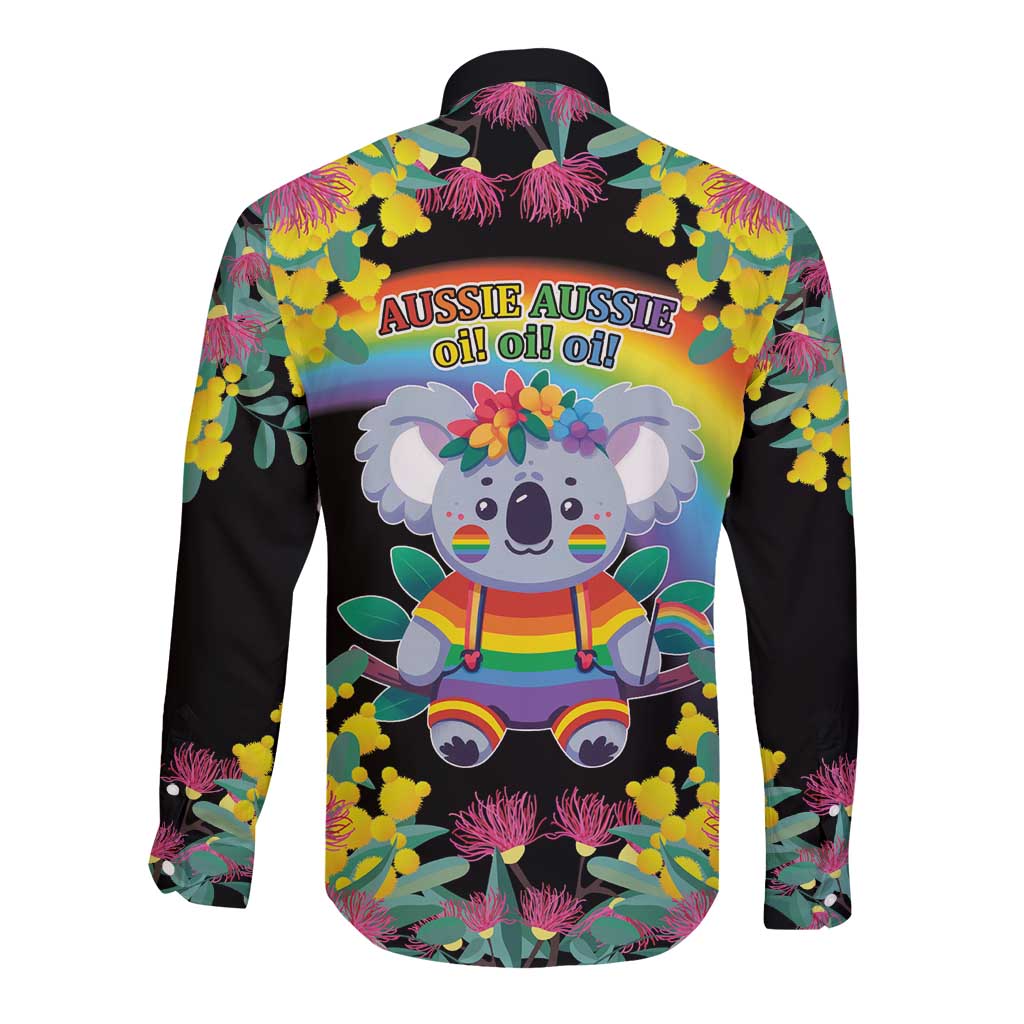 LGBTQ Koala Gay Long Sleeve Button Shirt Aussie Koala Bear Ekoalaty