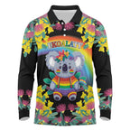 LGBTQ Koala Gay Long Sleeve Polo Shirt Aussie Koala Bear Ekoalaty