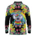LGBTQ Koala Gay Long Sleeve Polo Shirt Aussie Koala Bear Ekoalaty