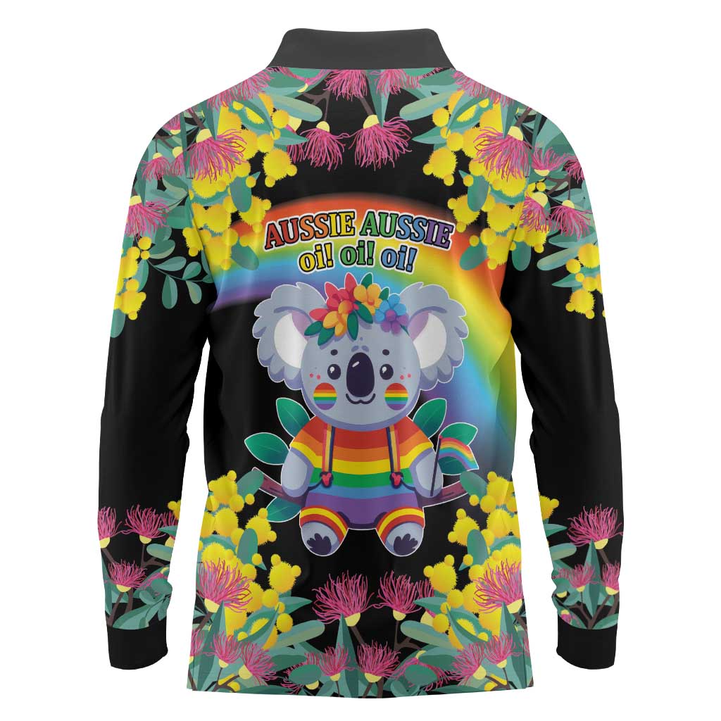 LGBTQ Koala Gay Long Sleeve Polo Shirt Aussie Koala Bear Ekoalaty
