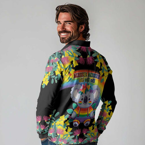 LGBTQ Koala Gay Long Sleeve Polo Shirt Aussie Koala Bear Ekoalaty
